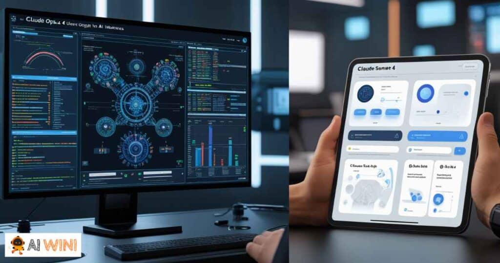 Claude Opus 4, Claude Sonnet 4, AI interfaces, technology comparison, data analysis"