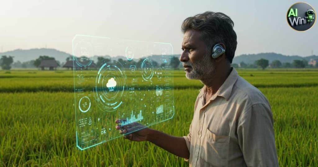 Farmer in India uses AI wearable to get real‑time weather and crop insights