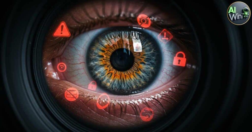 Concept art showing the ethical and privacy risks of always‑on AI devices.”