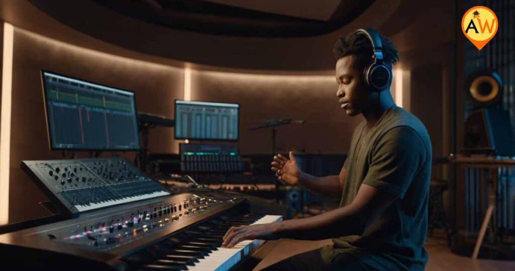 Musician composing with AI assistance